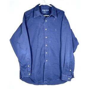 Polo Ralph Lauren Men Long Sleeve Shirt XL Heavy Blue Button Up Blake Cotton